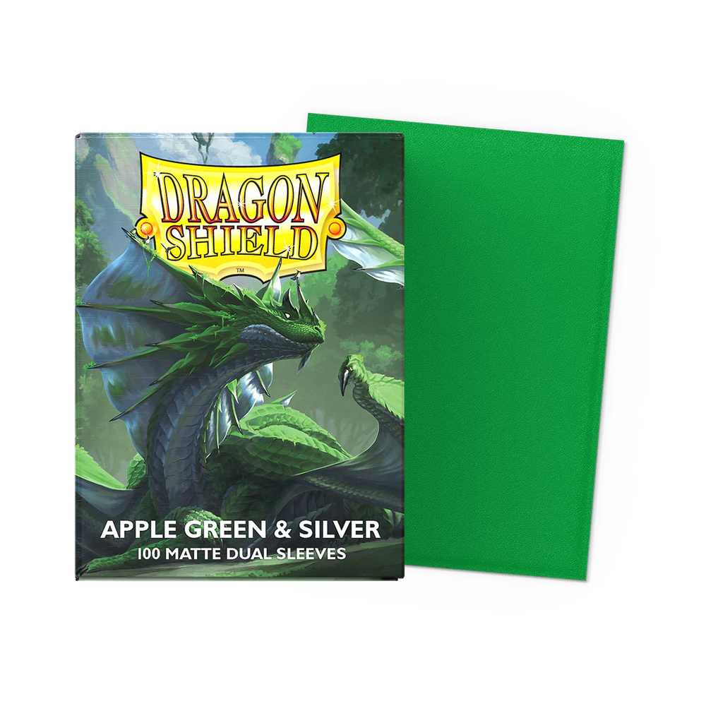 Dragon Shield Sleeves - Matte Dual [Apple Green & Silver]