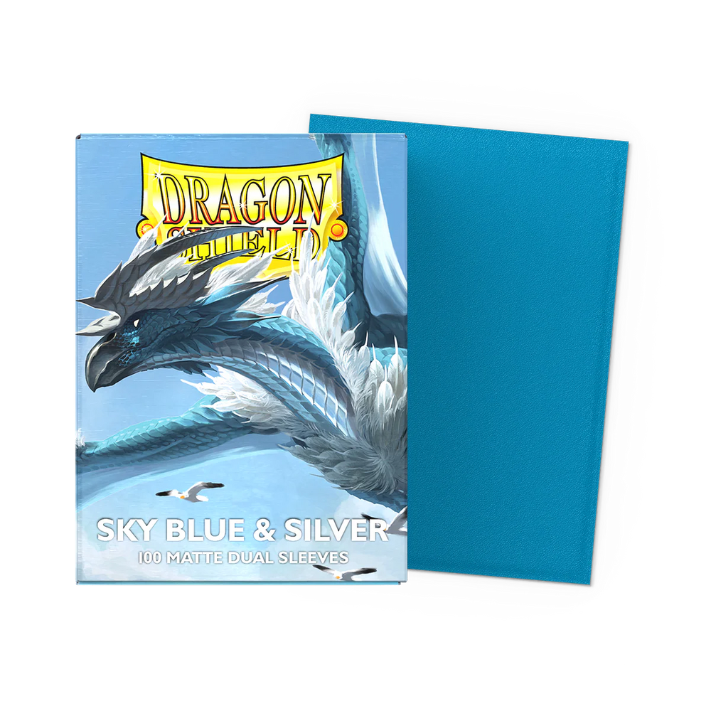 Dragon Shield Sleeves - Matte Dual [Sky Blue & Silver]