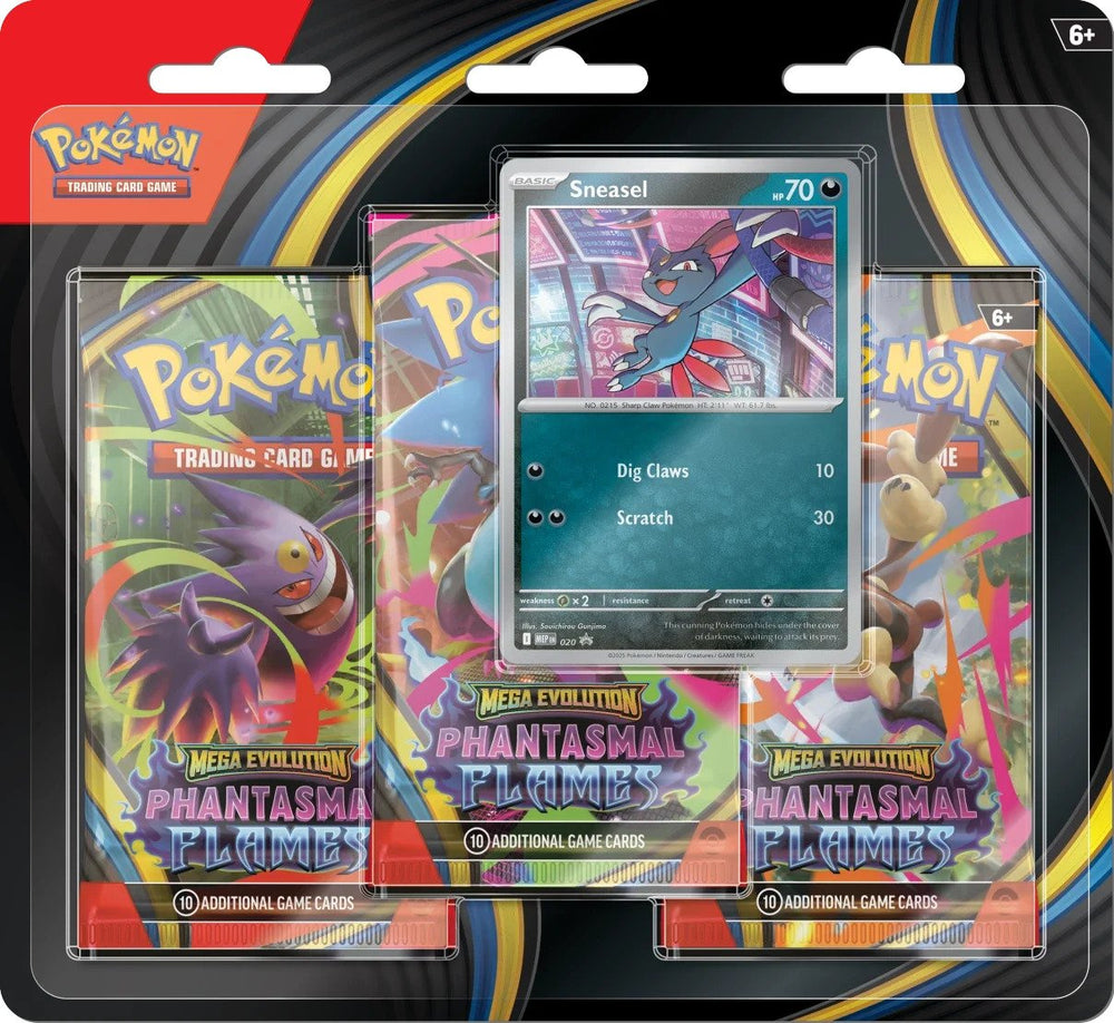 Pokemon Mega Evolution - Phantasmal Flames 3-Pack Blister (Sneasel) [ME02]