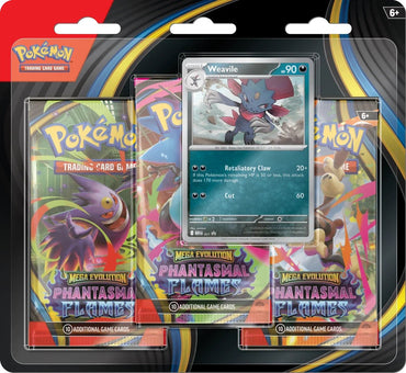 Pokemon Mega Evolution - Phantasmal Flames 3-Pack Blister (Weavile) [ME02]