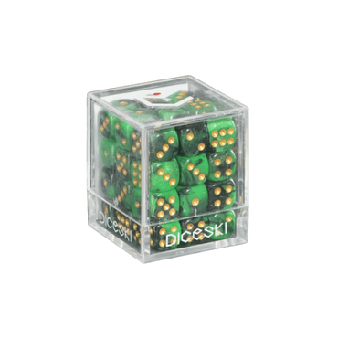 DICESKI 12mm D6 Dice Set - Gemini [Green & Black]