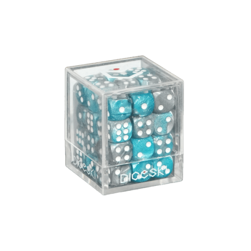 DICESKI 12mm D6 Dice Set - Gemini [Steel Blue & SIlver]