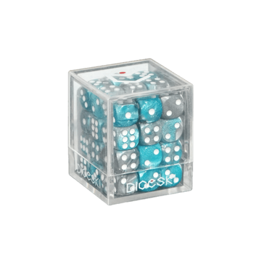 DICESKI 12mm D6 Dice Set - Gemini [Steel Blue & SIlver]