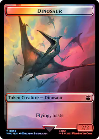 Warrior // Dinosaur Double-Sided Token (Surge Foil) [Doctor Who Tokens]