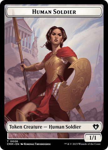 Human Soldier // Cat (0005) Double-Sided Token [Commander Masters Tokens]